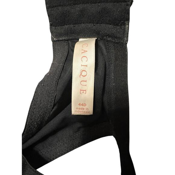 Cacique Bra Size 44D Balconette Modern Lace Covered Lightly Lined Black - Picture 5 of 6